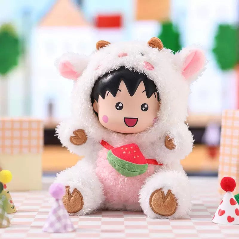 Chibi Maruko Chan Fluffy Animal Part 2 Series Vinyl Plush Doll | Bear Pig Lion Sheep Fox Elephant Dinosaur Lion Dance - Vinyl Face Plush Doll Figure Keychain Collectable Toys Mystery Blind Box