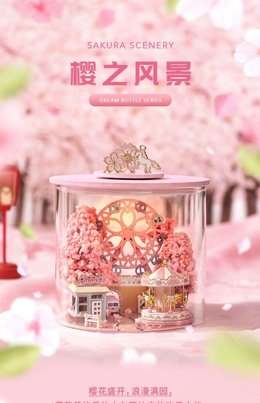 Craft Kits Dream Bottle Series | Sakura Scenery - DIY Handmade Mini World Miniature Gift Pink Romatic Gift