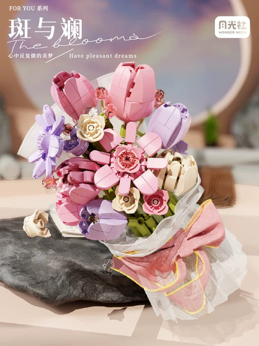 Craft Kits Romantic Flower Bouquet | Pink Tulip Blue The Stars - with LED Lights Valentine Wedding Gift DIY Handmade Gift