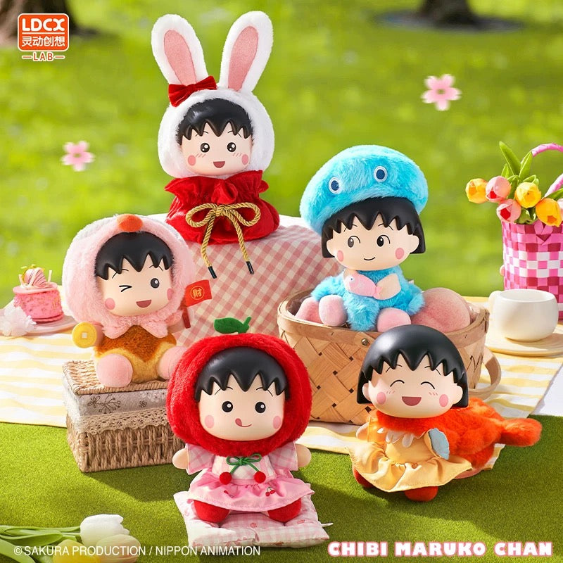 Chibi Maruko Chan Spring Lovely Day Part 1 Series Vinyl Plush Doll | Cherry Crab Cuttlefish Octopus Rabbit - Vinyl Face Plush Doll Figure Keychain Collectable Toys Mystery Blind Box