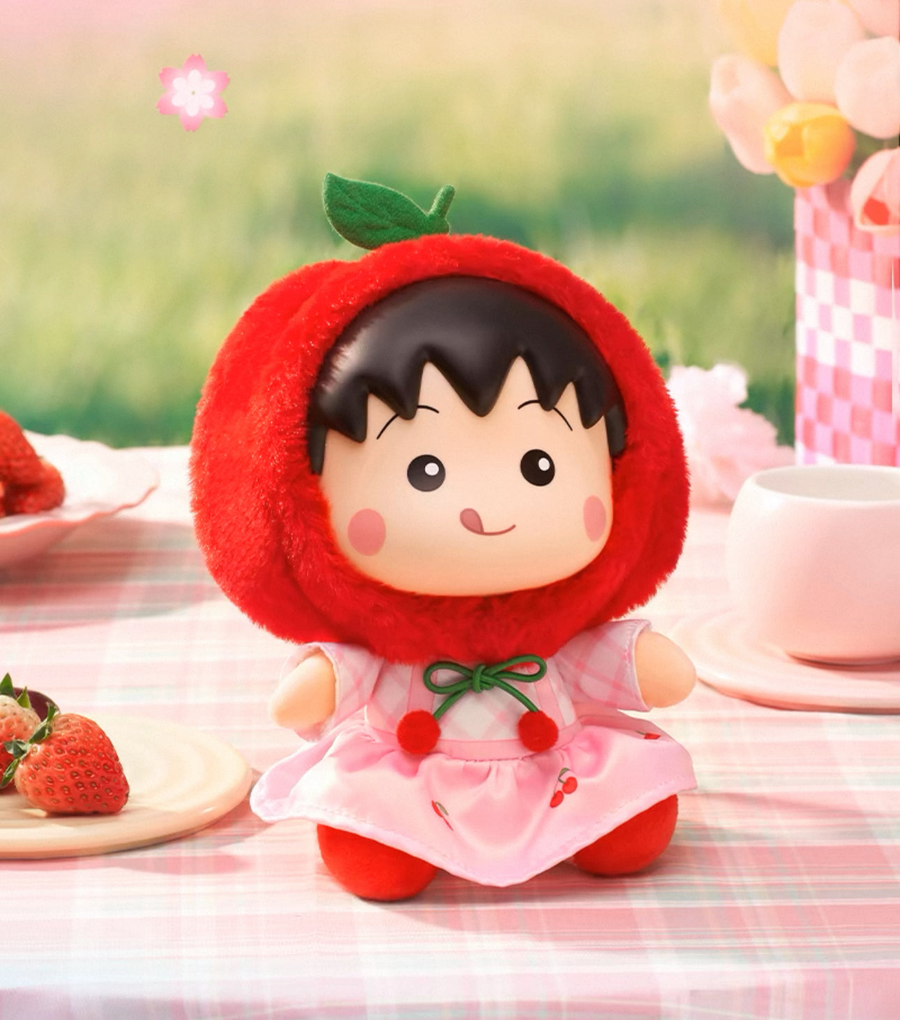Chibi Maruko Chan Spring Lovely Day Part 1 Series Vinyl Plush Doll | Cherry Crab Cuttlefish Octopus Rabbit - Vinyl Face Plush Doll Figure Keychain Collectable Toys Mystery Blind Box