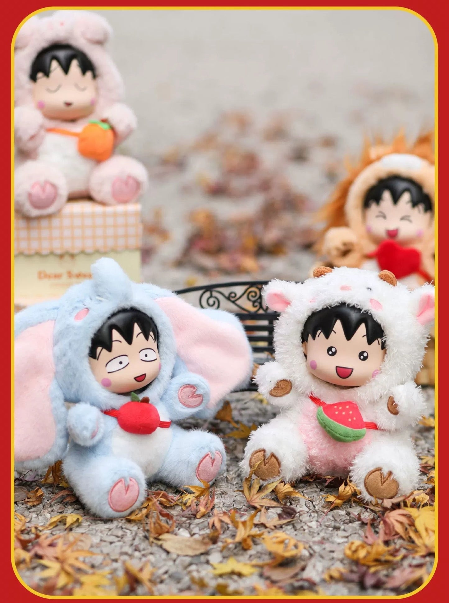 Chibi Maruko Chan Fluffy Animal Part 2 Series Vinyl Plush Doll | Bear Pig Lion Sheep Fox Elephant Dinosaur Lion Dance - Vinyl Face Plush Doll Figure Keychain Collectable Toys Mystery Blind Box