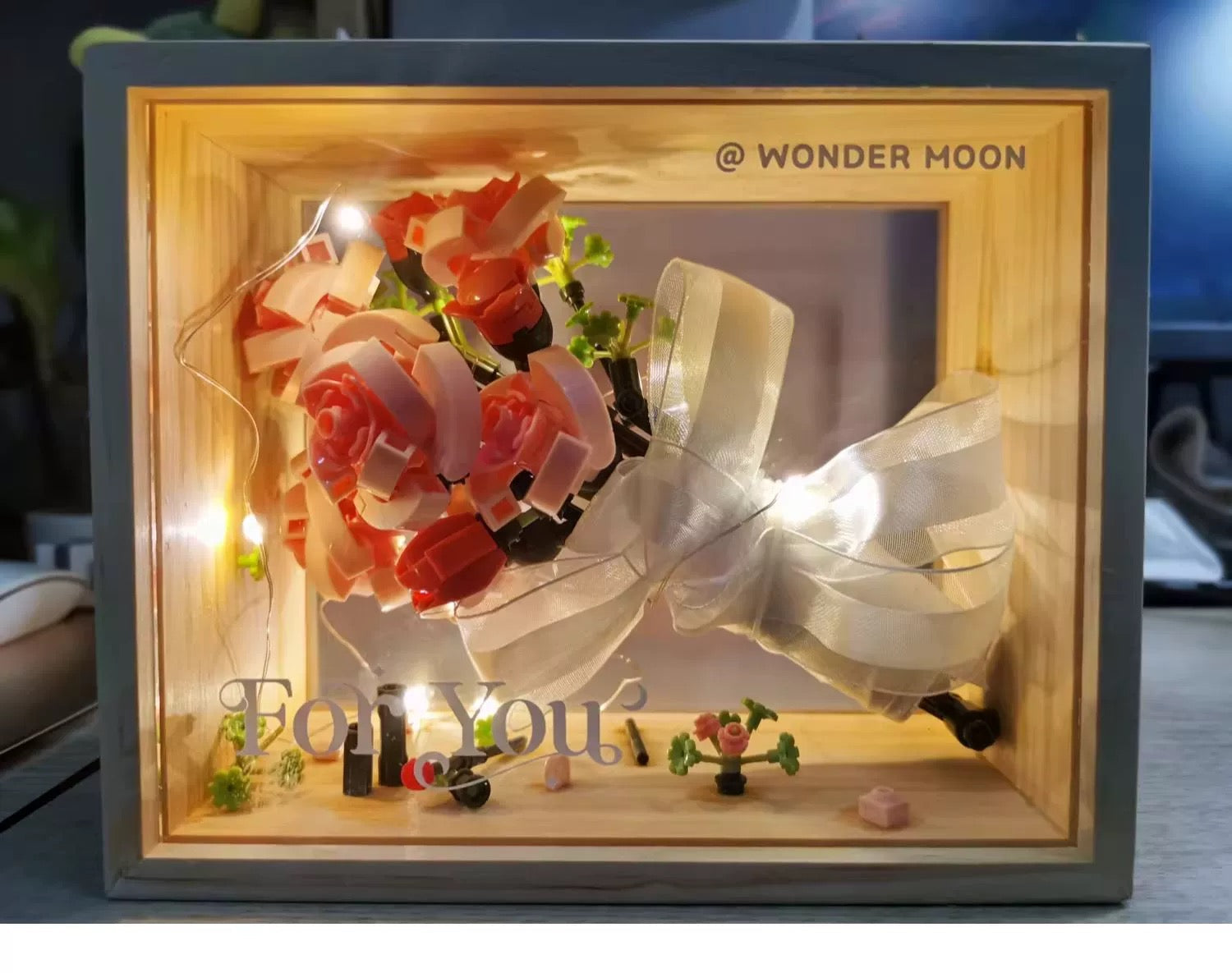 Craft Kits Romantic Flower Bouquet  | Pink Rose Yellow Rose - with LED Lights Valentine Wedding Gift DIY Handmade Gift