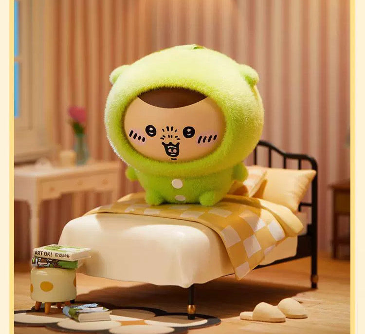 ChiiKawa X Miniso Plush Pajamas Party Series | ChiiKawa Hachiware Usagi Momonga Kurimanju Rakko Plastic Plush Doll Changing Face Mystery Box Kawaii Items Room Decoration doll