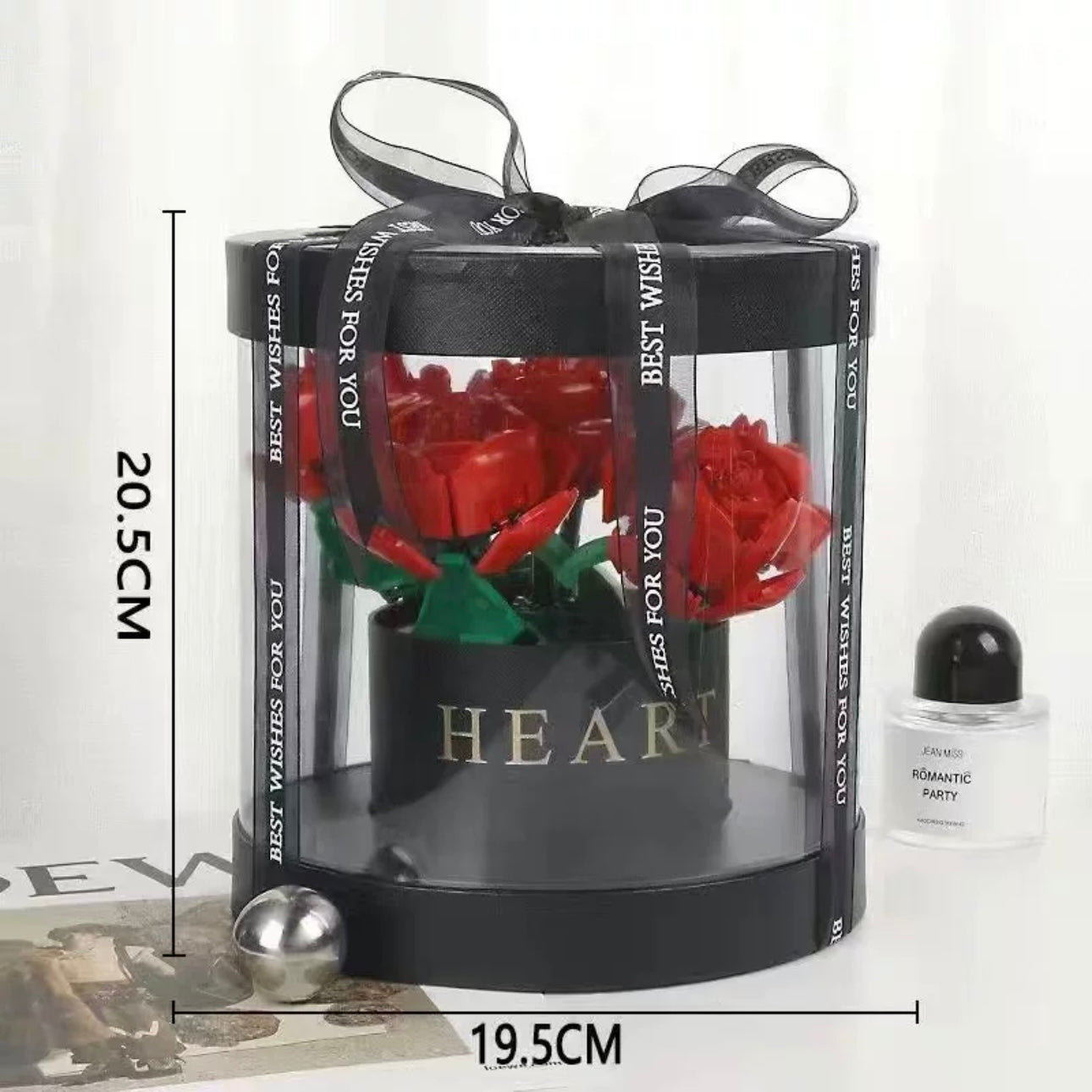 Block Building Romantic Elernal Flowers Bouquet Gift Box | Pink Red Blue White Rose - with LED Lights Valentine Wedding Gift DIY Handmade Gift